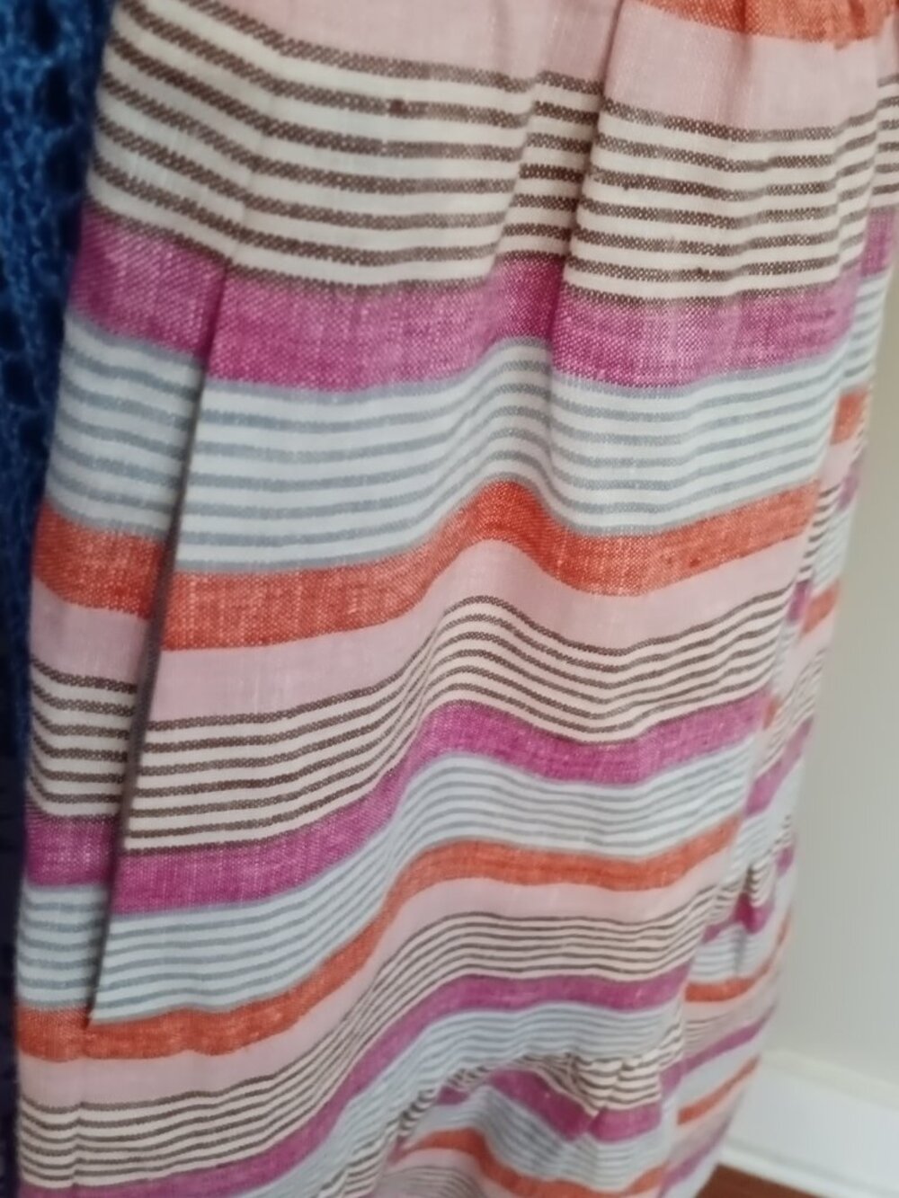 NWT Boden Women's 100% Linen Striped Multi-Color Spring-Summer Dress Size 2R - Picture 8 of 8